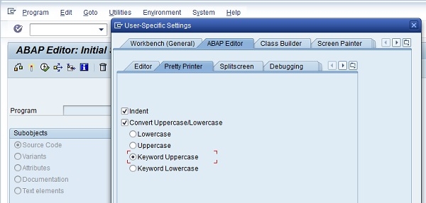 Pretty Printer Settings