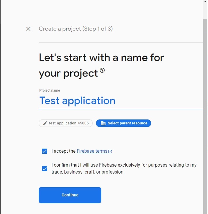 Firebase project configuration