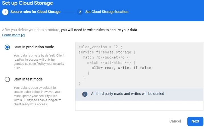 Firebase storage rules