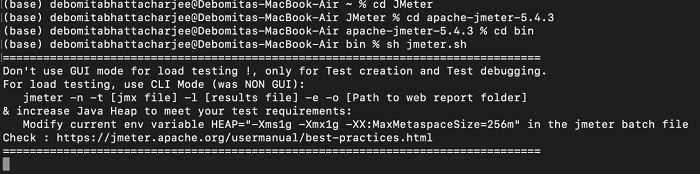 Running JMeter command in Terminal