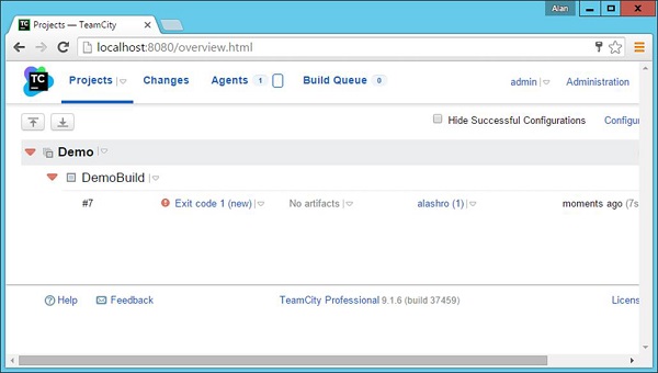 Project Dashboard Build Failure