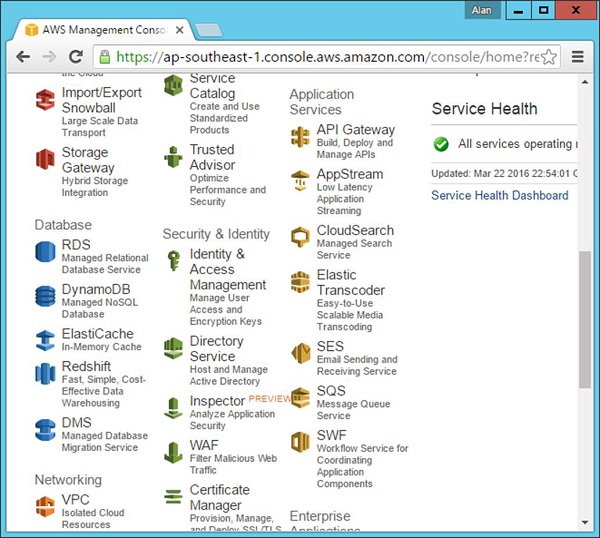 RDS Section Under Database Section