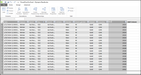 Select Column Name and Type Year