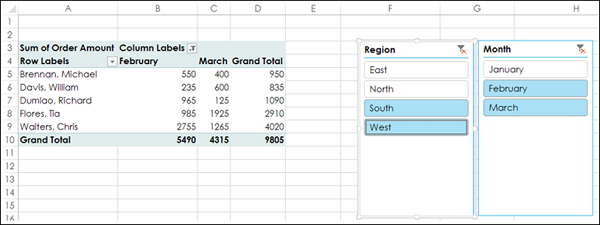 Filtering with Slicers