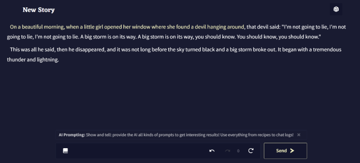 NovelAI First Prompt and Response NovelAI First Prompt and Response