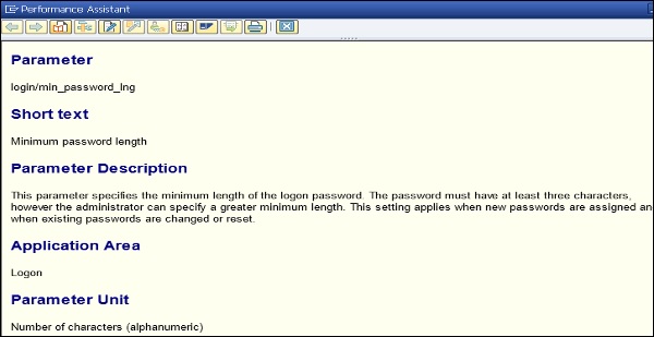 SAP documentation for the parameter