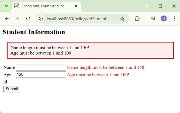 Spring Validation Result