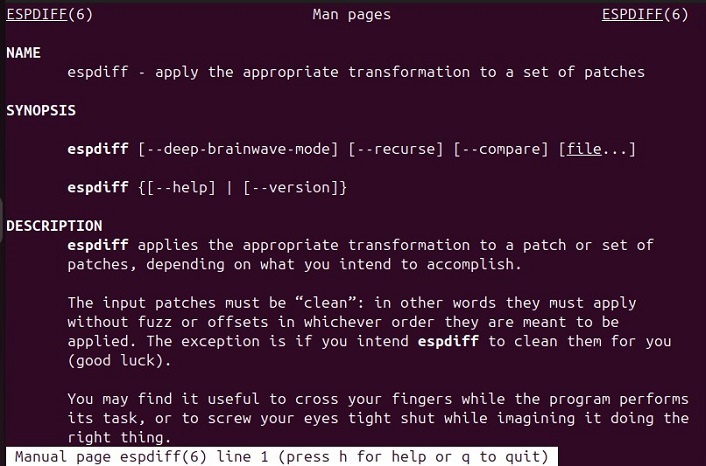 Accessing espdiff Manual Page