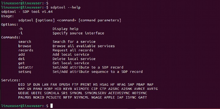 sdptool Command in Linux2