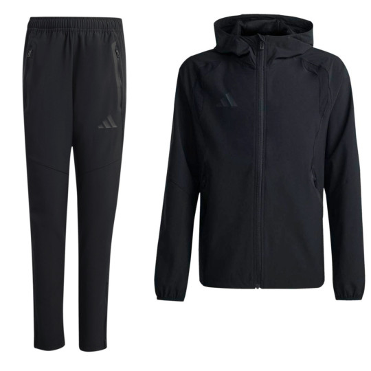 adidas Tiro Travel Windbreaker Trainingspak Kids Zwart