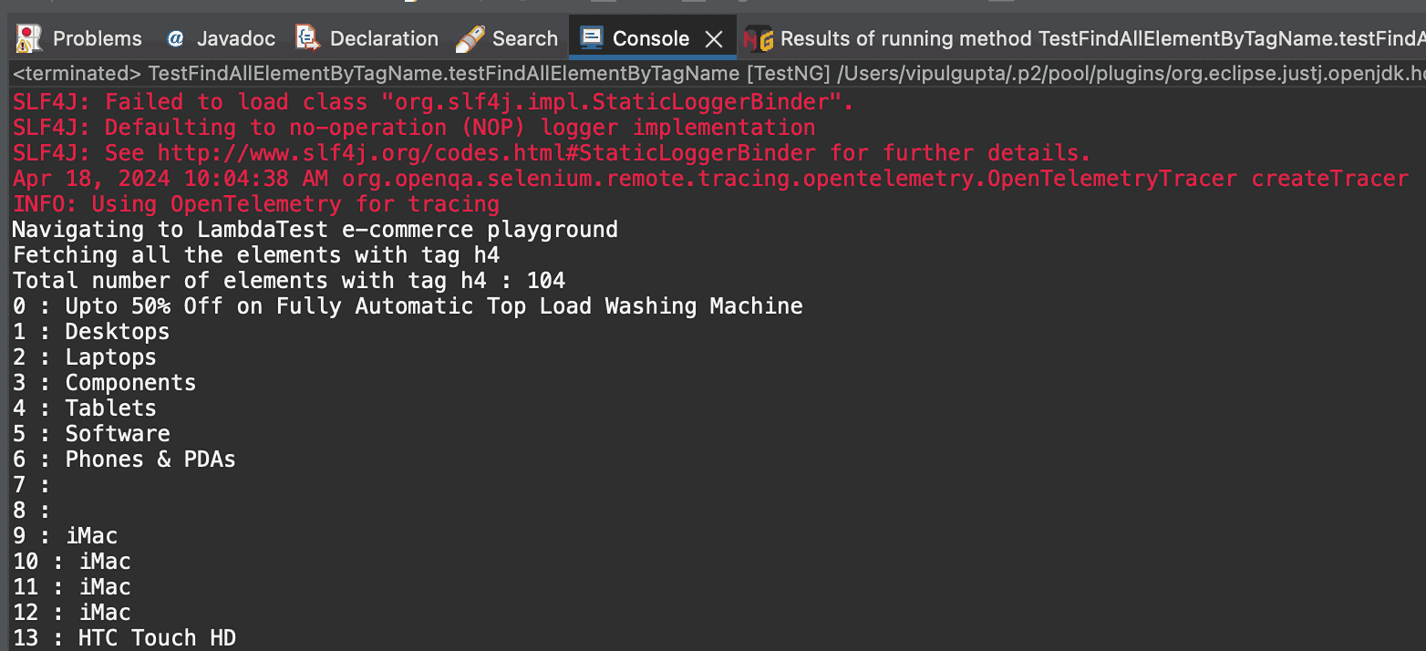 Executing the above test Executing the above test