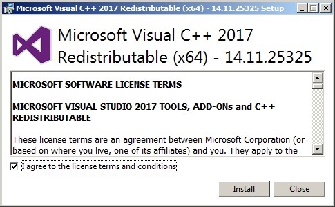 安装Visual C++ Redistributable(C++ 应用程序运行时组件包)