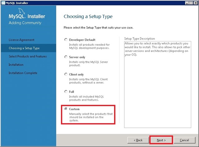Windows Server 安装 MySQL，Custom 自定义安装