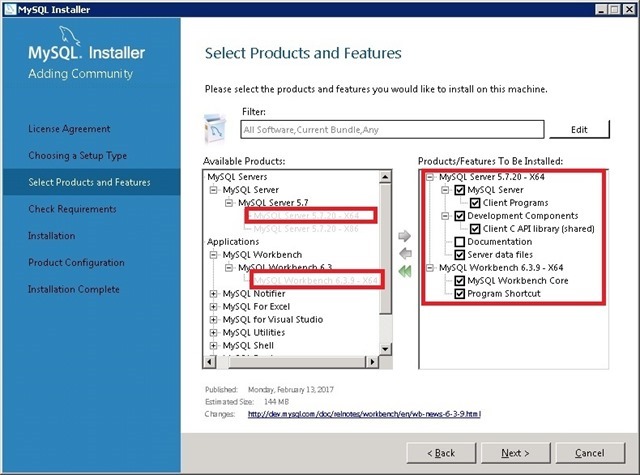 Windows Server 安装 MySQL，选择MySQL Server 和 Workbench 产品