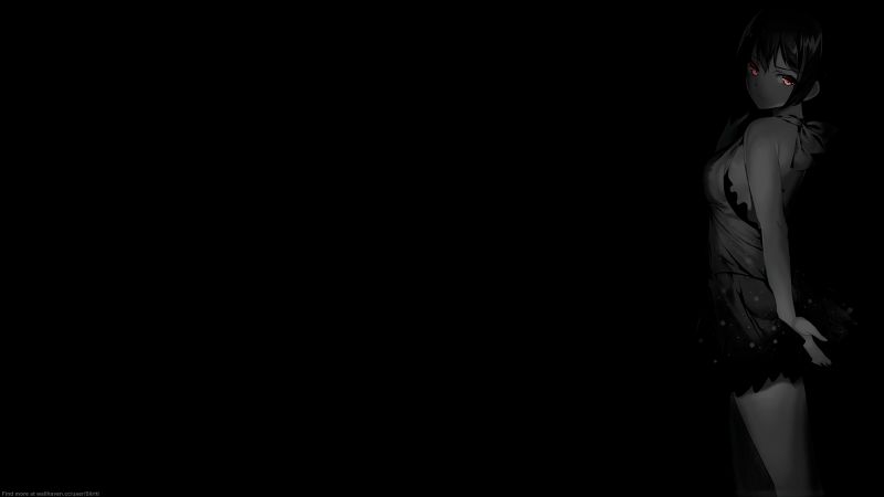 Filles anime, fond noir, Fond simple, Monochrome, Coloration sélective Filles anime, fond noir, Fond simple, Monochrome, Coloration sélective