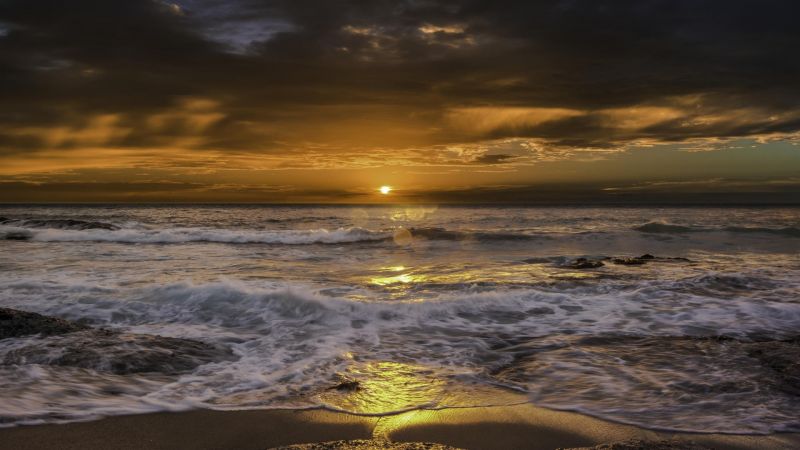 ranta, meri, meri Vaahto, auringonnousu, aallot, pilviä ranta, meri, meri Vaahto, auringonnousu, aallot, pilviä