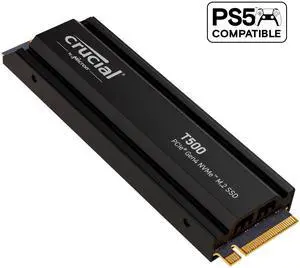 Crucial T500 2TB Gen4 NVMe M.2 Internal Gaming SSD with Heatsink, Up to 7400MB/s, PlayStation 5 Compatible + 1mo Adobe CC All Apps- CT2000T500SSD5