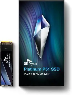 SK hynix Platinum P51 1TB PCIe Gen5 NVMe M.2 2280 Internal SSD I Up to 14,700 MB/s Read, 13,400 MB/s Write I Powered by 238-Layer NAND Flash