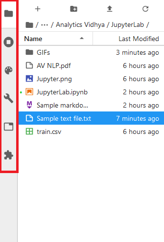 JupyterLab: Sidebar