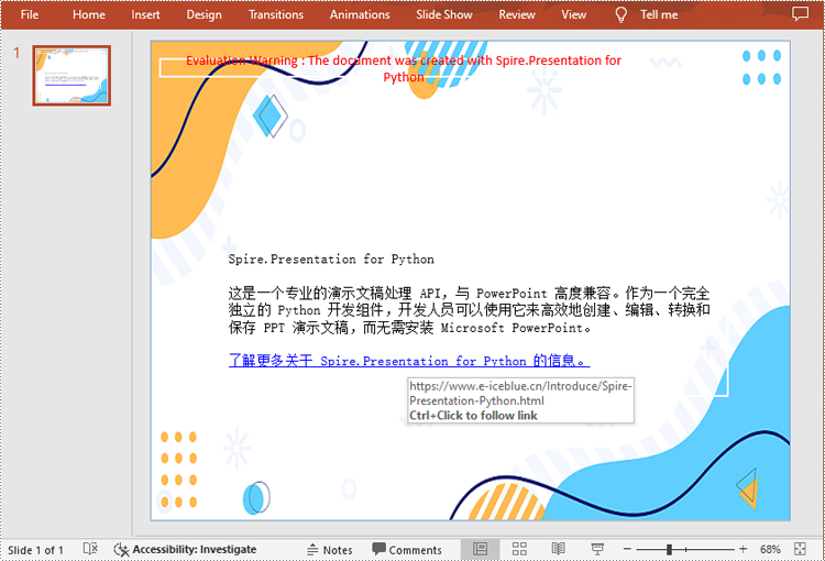 Python 在 PowerPoint 中添加超链接