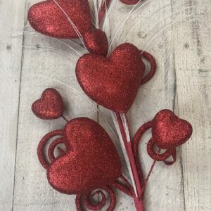 34" Glitter Heart Valentine Stem