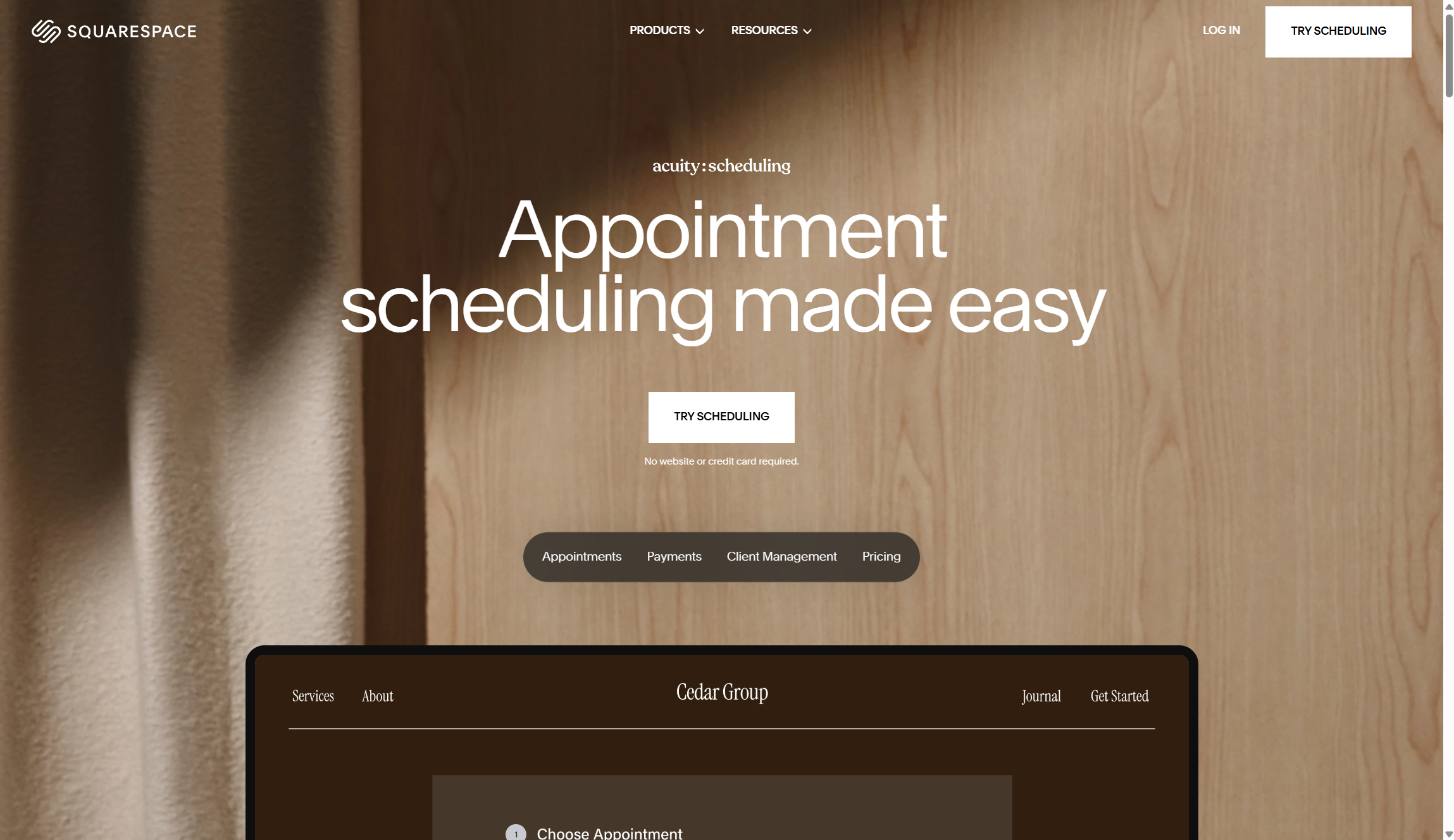 Screenshot of Squarespace Acuity features