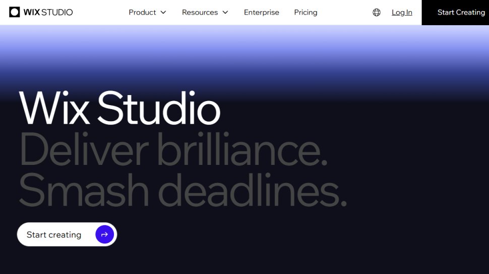 Website screenshot of Wix Studio (July, 2025)