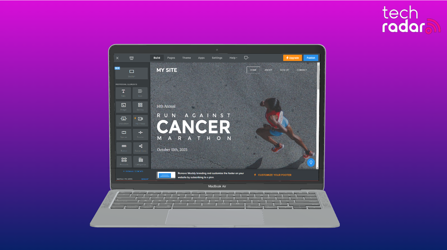 Screenshot of Weebly website builder being used on a macbook