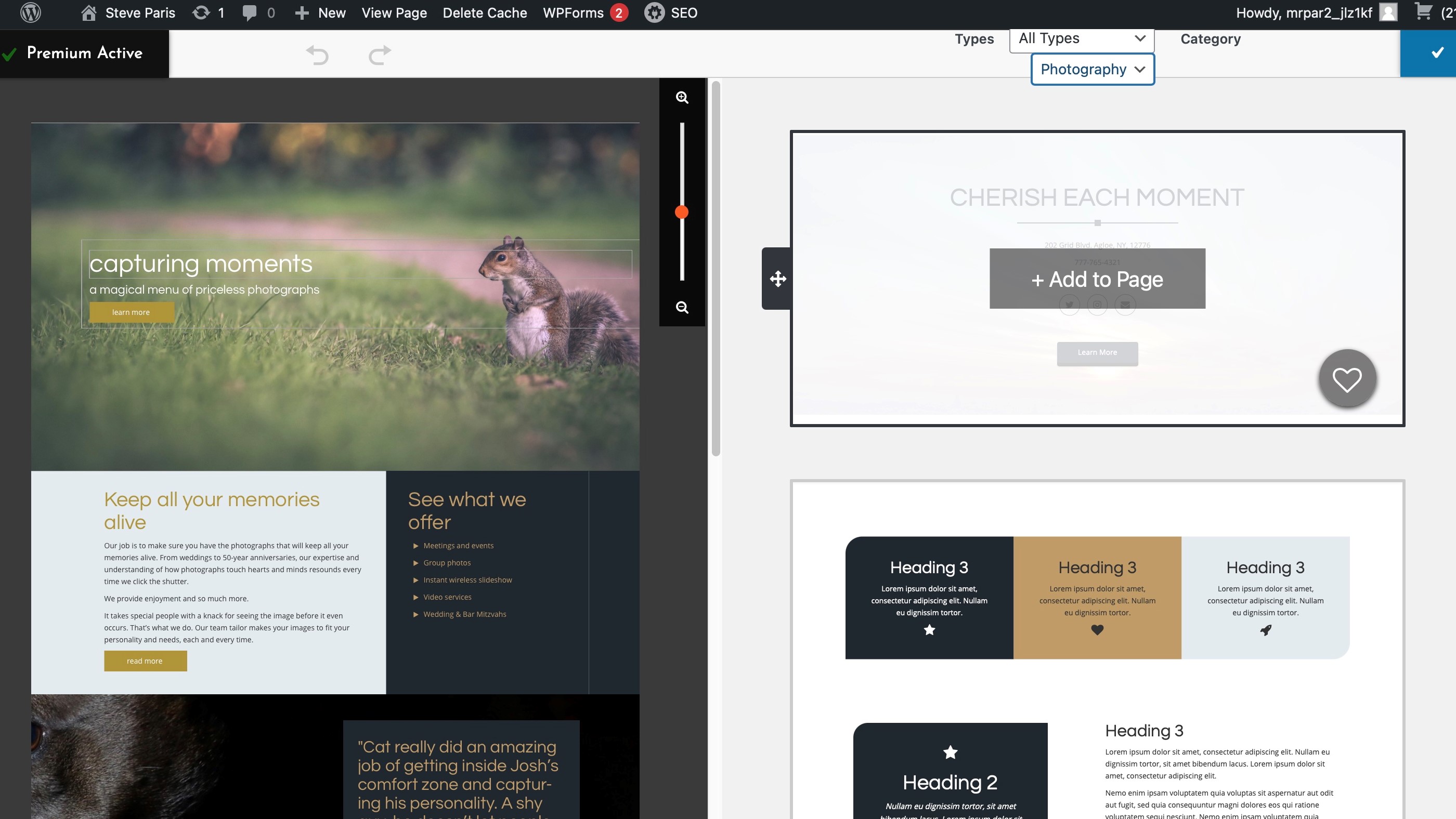 DreamHost Website Builder editor