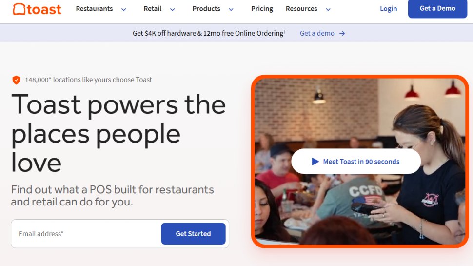 Website screenshot of Toast (September, 2025)