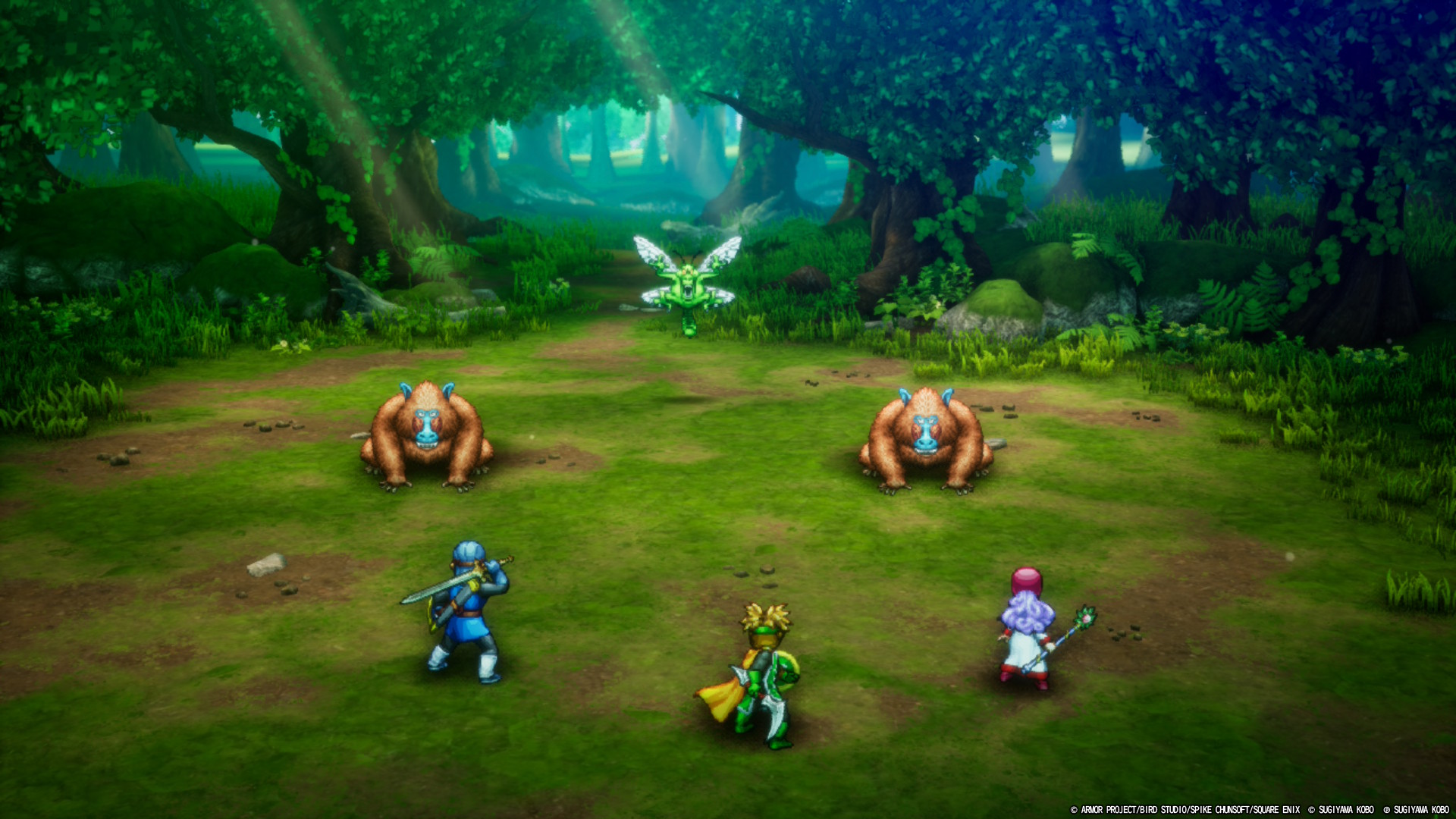 3 characters engage in battle in Dragon Quest I & II HD-2D Remake