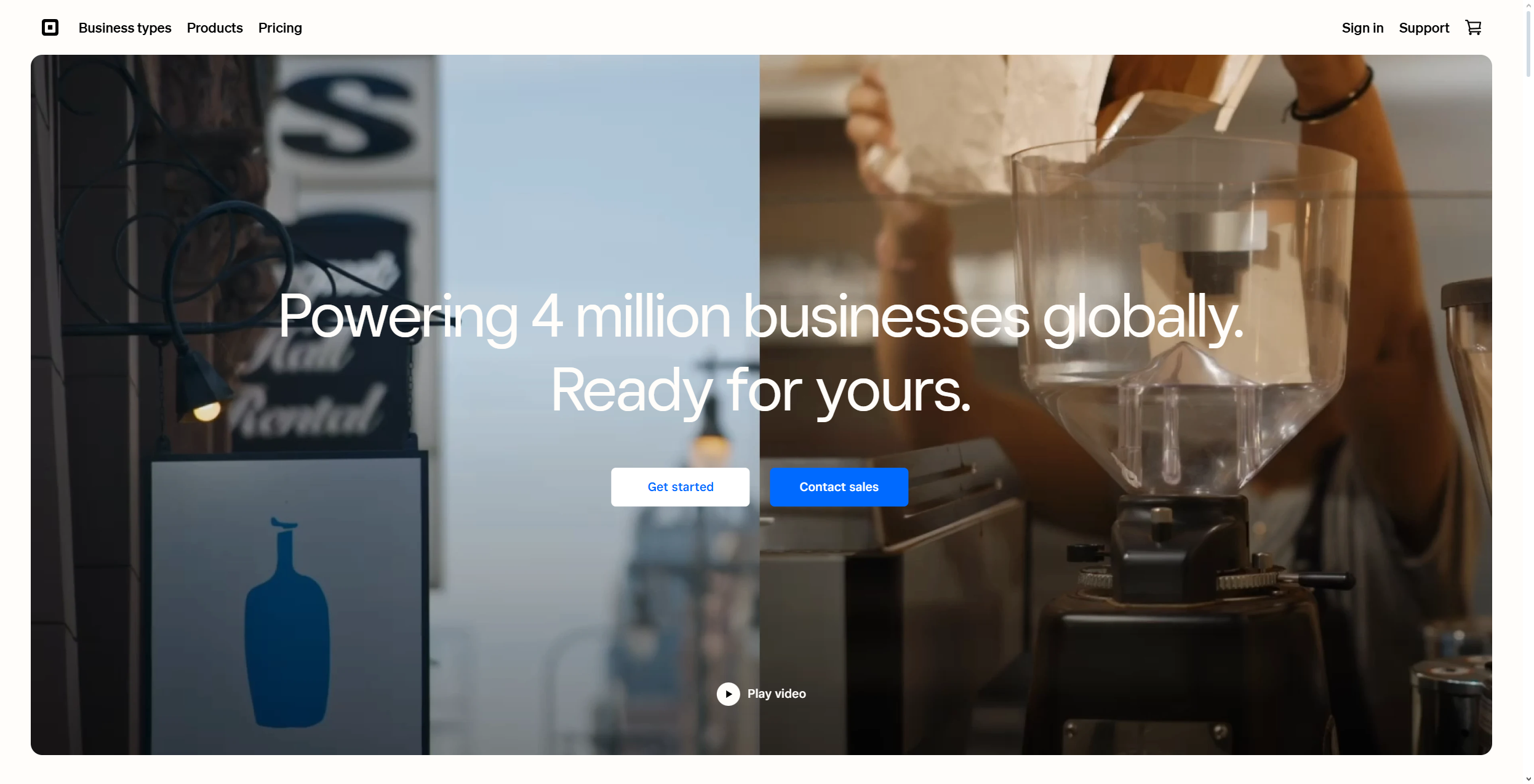 A screenshot of the Square homepage