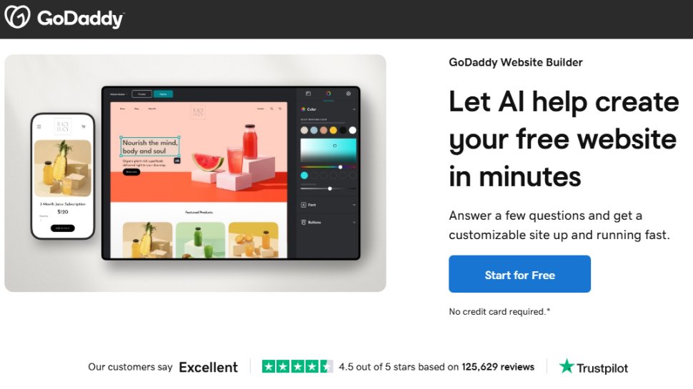 Website screenshot of GoDaddy (September, 2025)