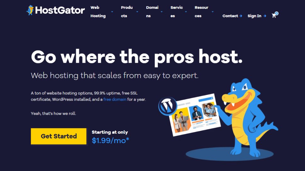 Website screenshot of Gator Website Builder (August, 2025)