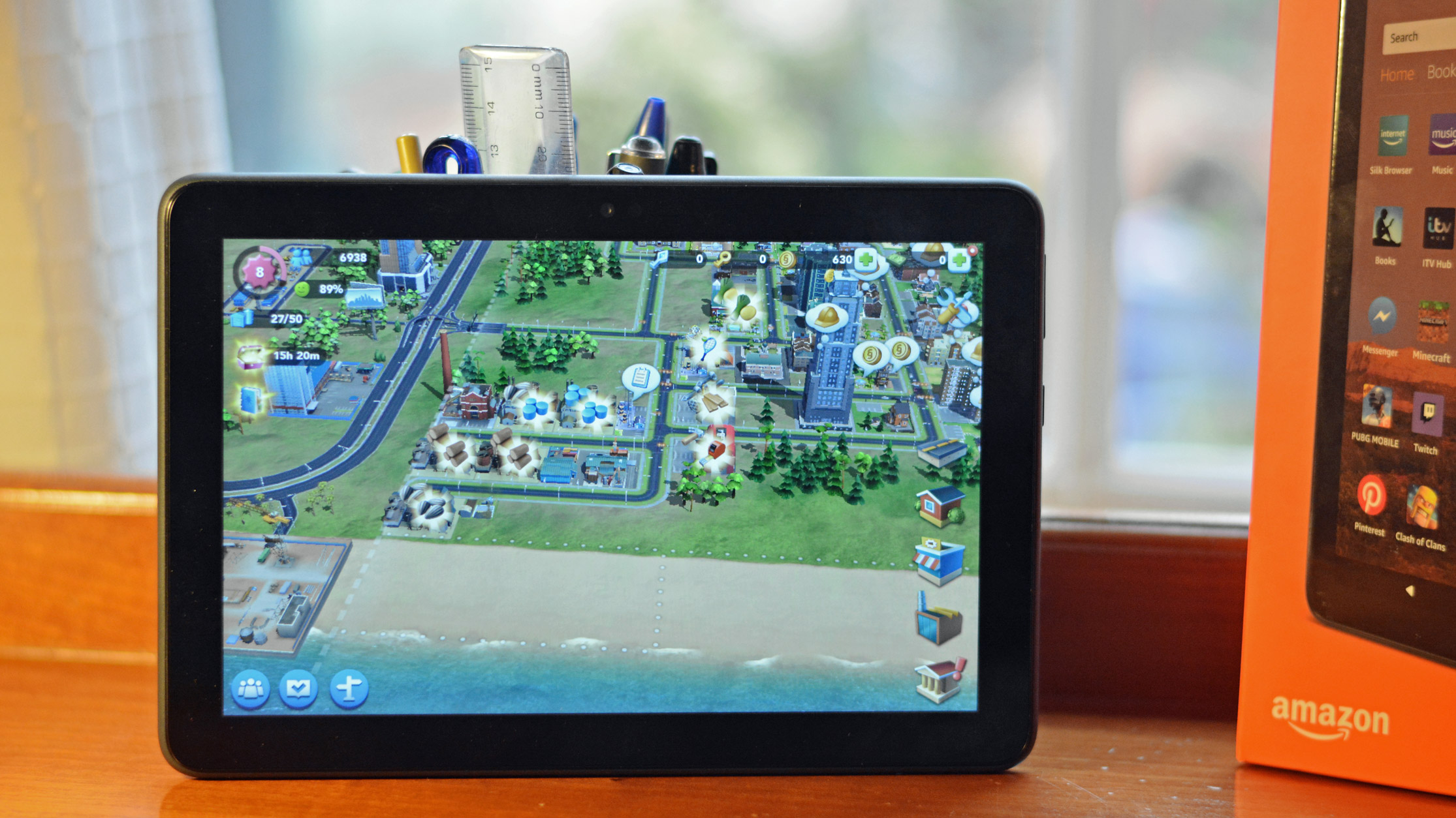 Amazon Fire HD 8 tablet on a desk