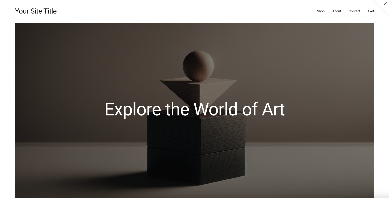 A screenshot of an example website built by Squarespace, it has a grey/beigh large image with white writing over the top