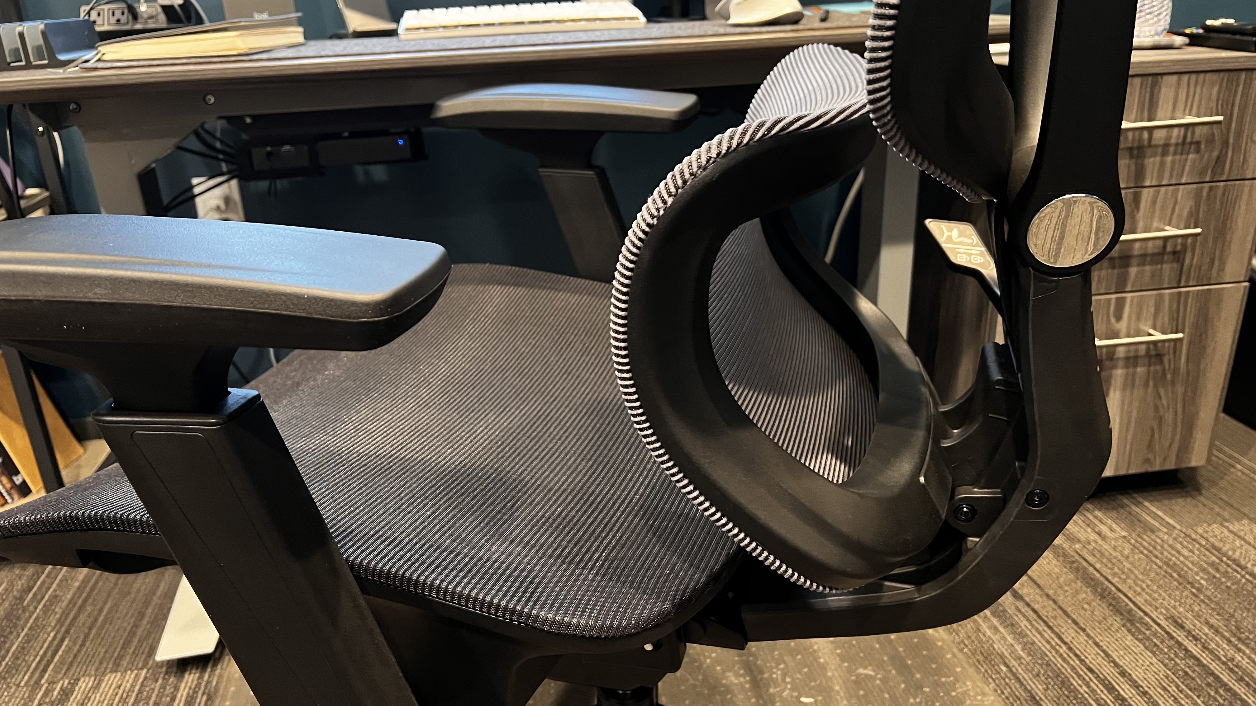 Flexispot C7 in a home office during our review process