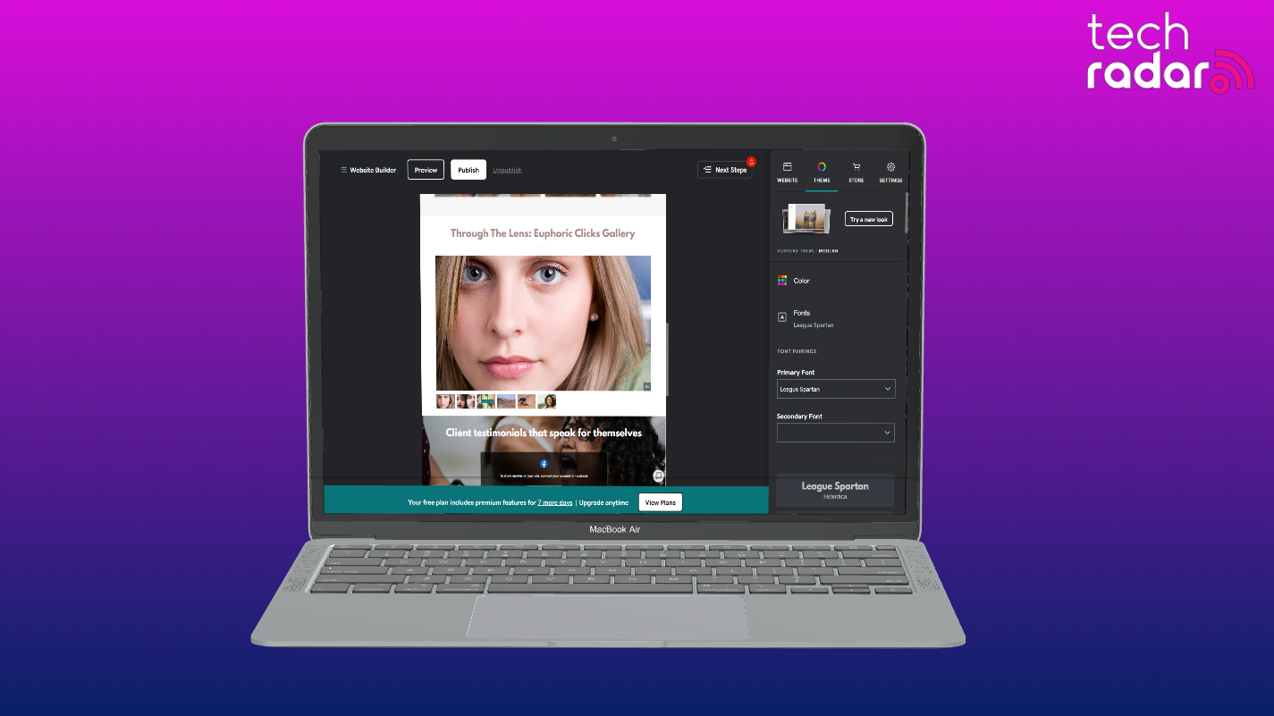 Screenshot of GoDaddy website builder bring used on a macbook