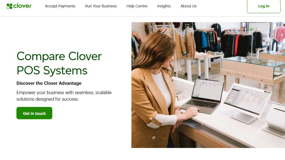 Website screenshot of Clover (September, 2025)