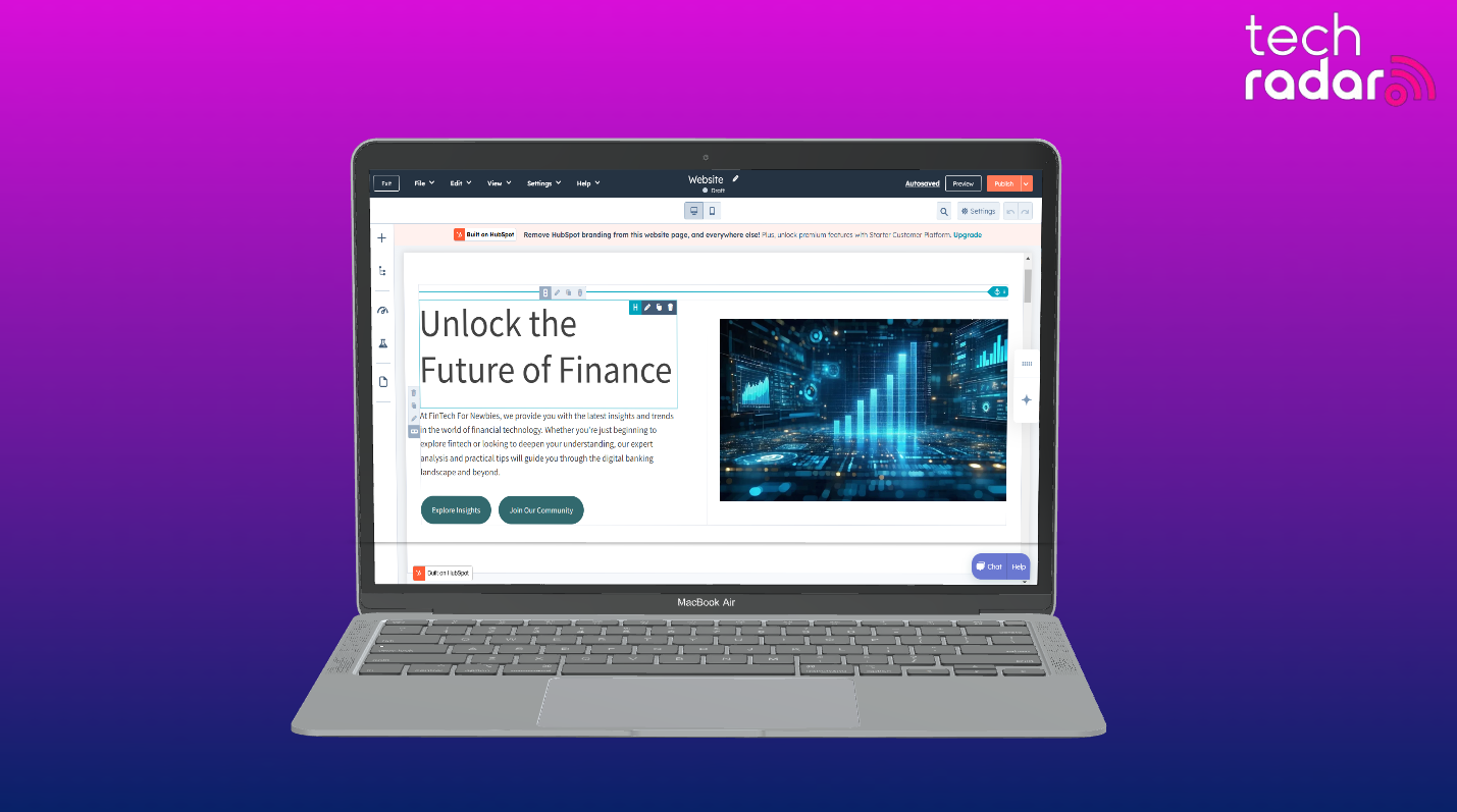 Screenshot of HubSpot website builder bring used on a macbook