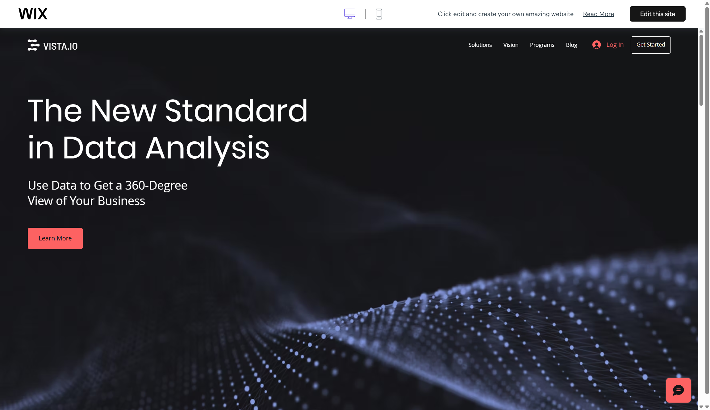 screenshot of Wix template