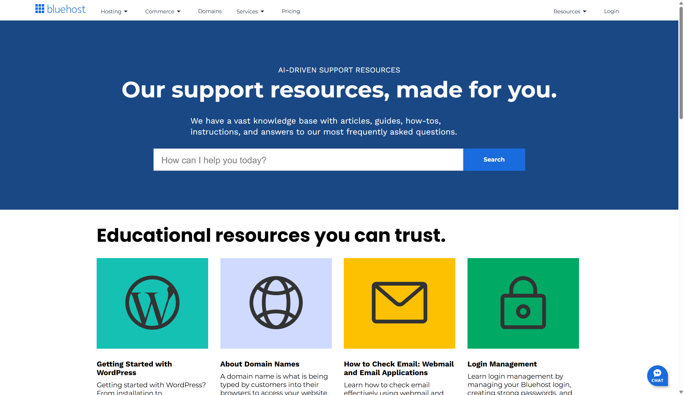 Bluehost WonderSuite support center