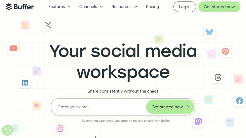Buffer website screenshot (October 2025).