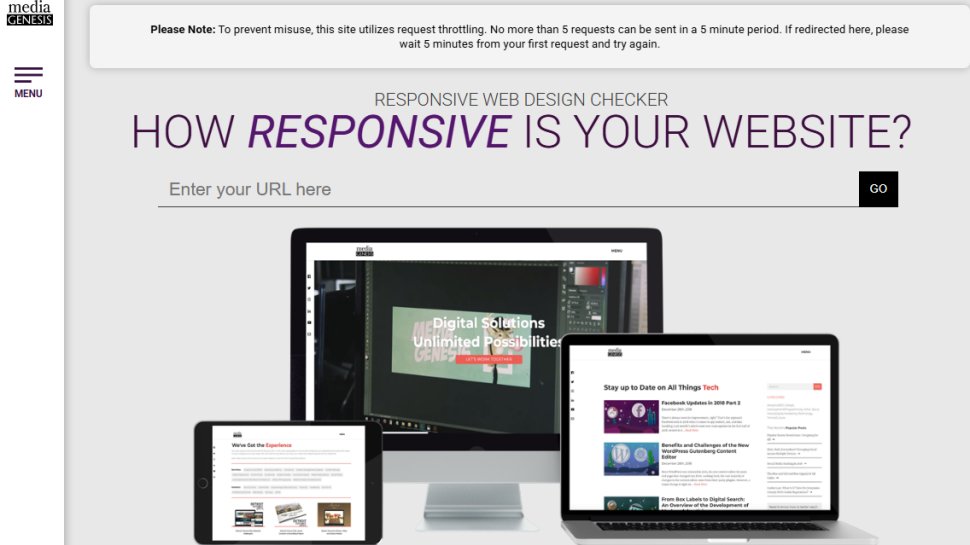 Website screenshot of Responsive Design Checker (August, 2025)
