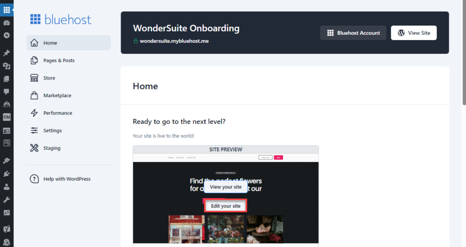 Bluehost WonderSuite features
