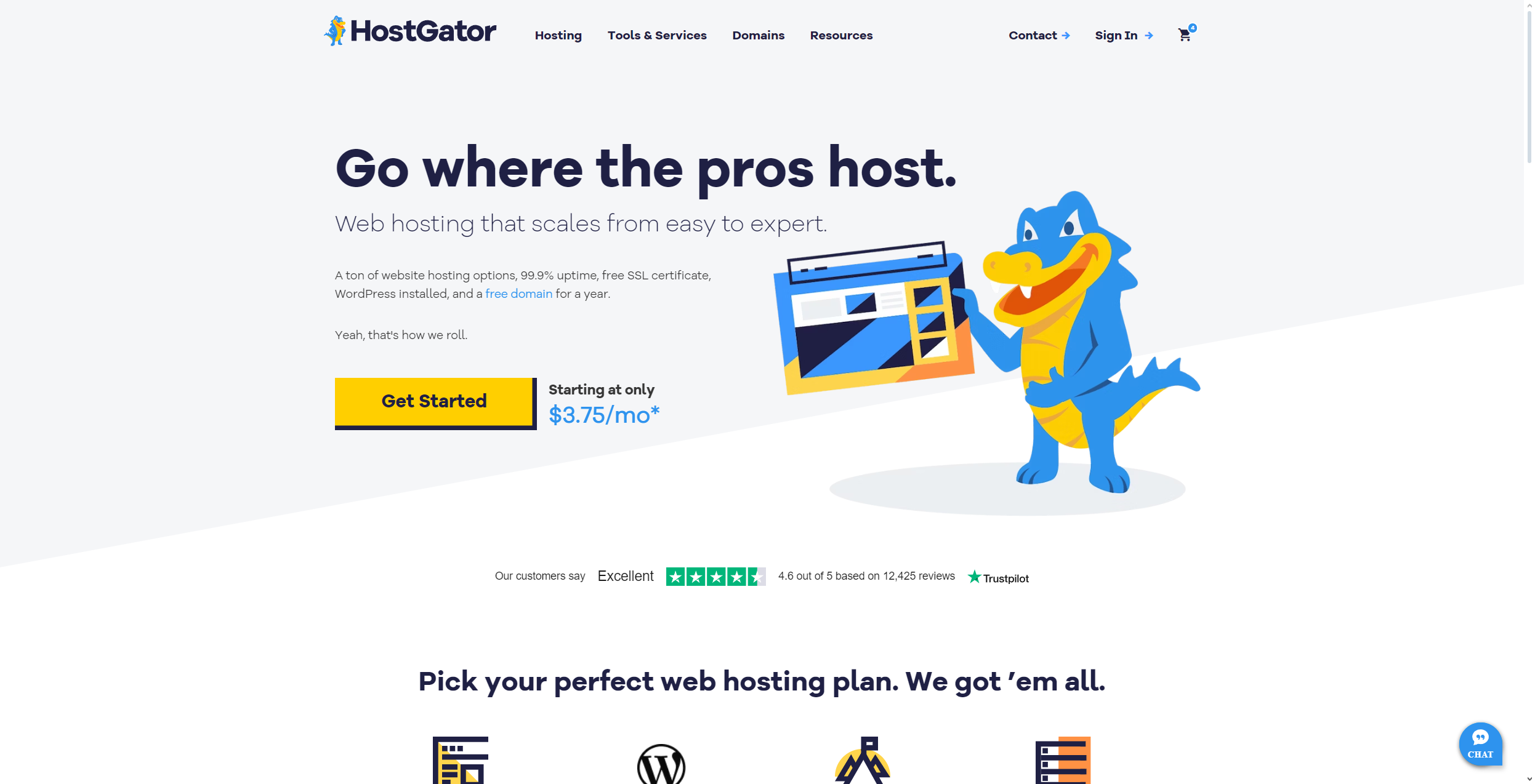 HostGator home page