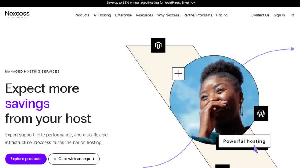 Website screenshot of Nexcess (September, 2025)