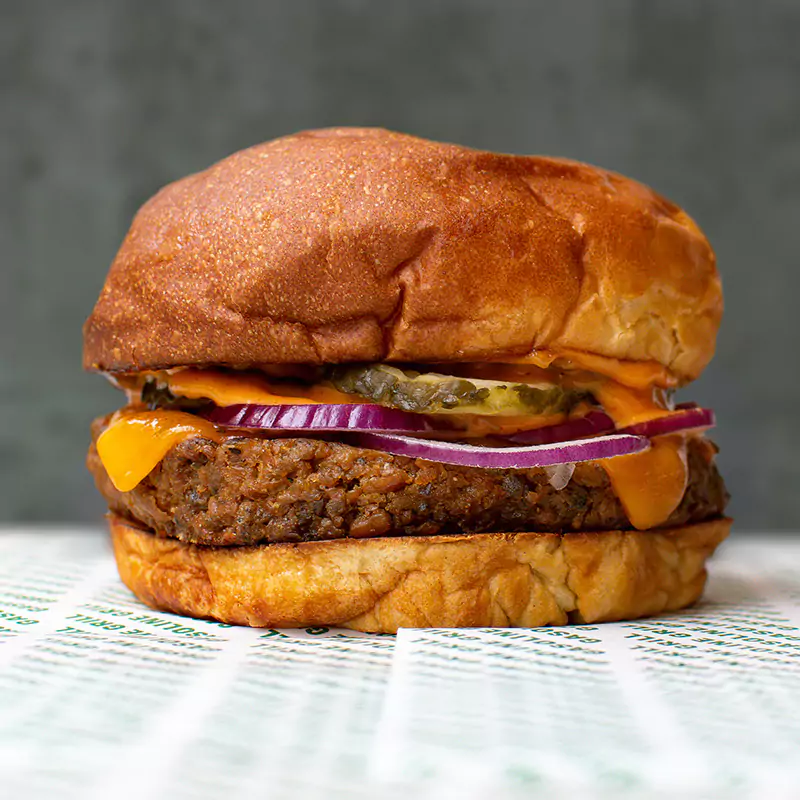 The Gasoline Grill vegetarian burger on a counter