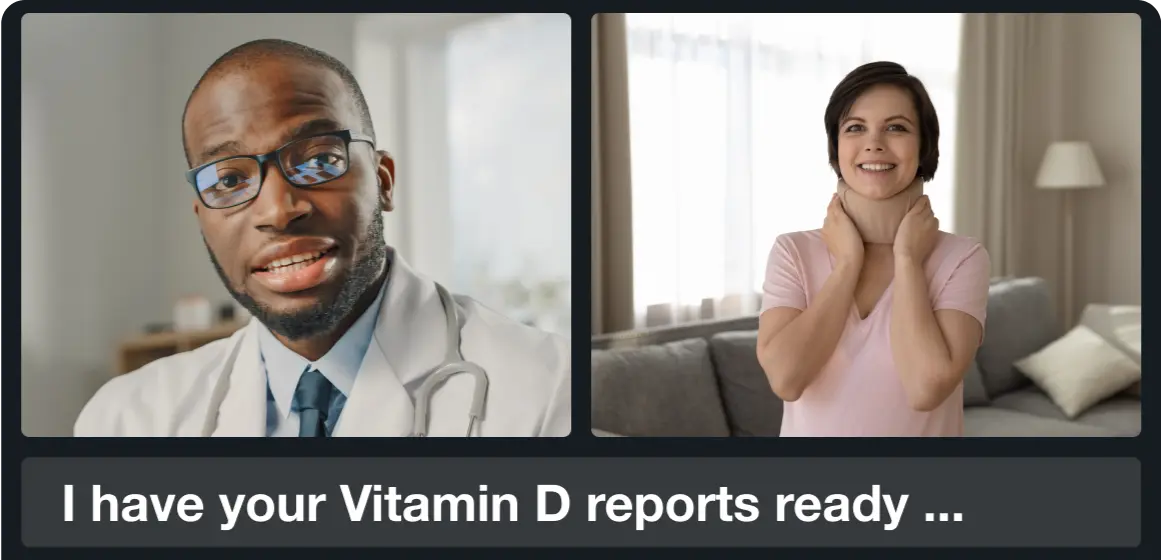 A live video call with a doctor and speech-to-text transcription services.