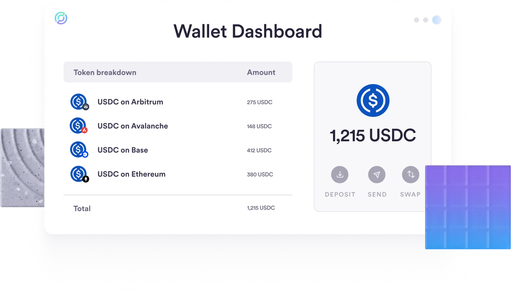 Illustration of a wallet dashboard UI